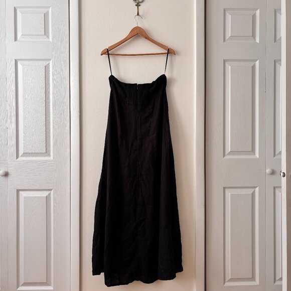 Quince European Linen Strapless Maxi Dress in Black - Picture 4 of 6